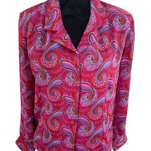 Vintage Kathy Comelli Women's Multicolor Paisley Button Blouse Size 8